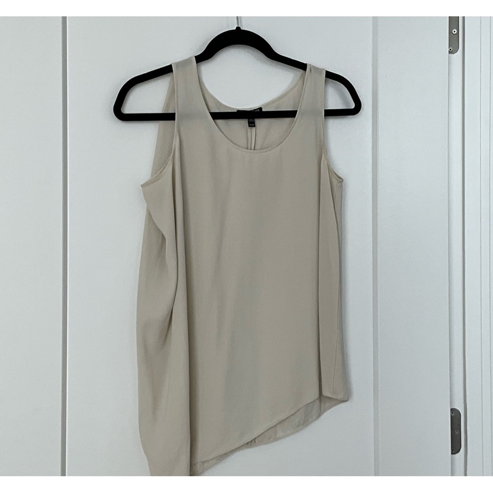 Eileen Fisher Silk Asymmetric top, PS, Bone color, great
